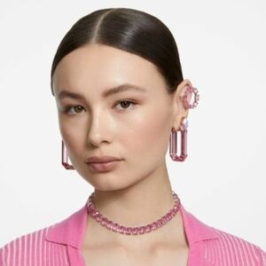 Swarovski Pink Lucent Octagon Hoop Earrings